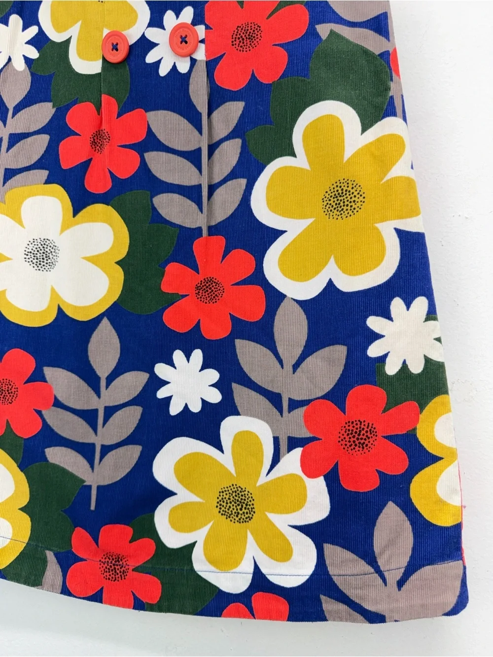 Mini Boden size 5-6 Girls Multicolor Retro Mod Floral Corduroy Pinny Dress